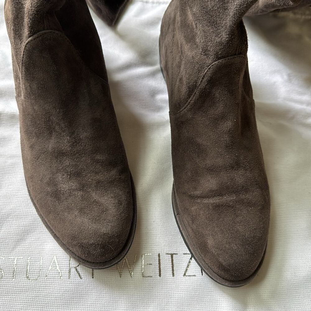 Stuart Weitzman Lowland Over-the-Knee Suede Boots Grey Size 7.5 OTK Minimalist - Picture 7 of 10